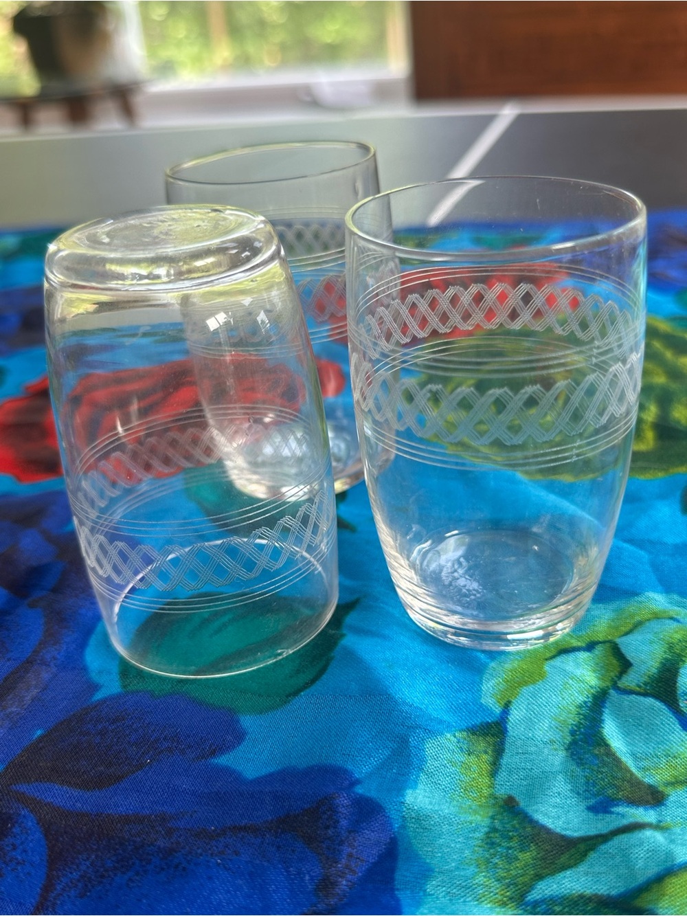 Clear Etched Glass Tumbler - Set of 3